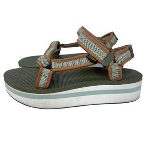 Teva Women's Flatform Universal Mesh Sandals Green Platform Sandals Size 10